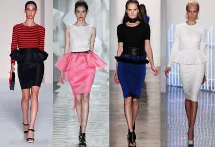 юбка с баской модная тенденция 2012