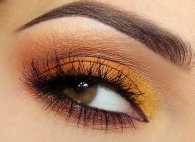 желтые и оранжевые тени для карих глаз